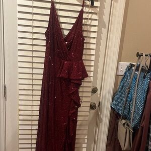 Glamorous Deep Red Asymmetrical Dress